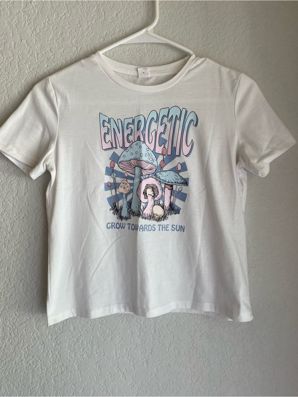 SHEIN White Kids "Energetic" Mushroom Graphic Tee